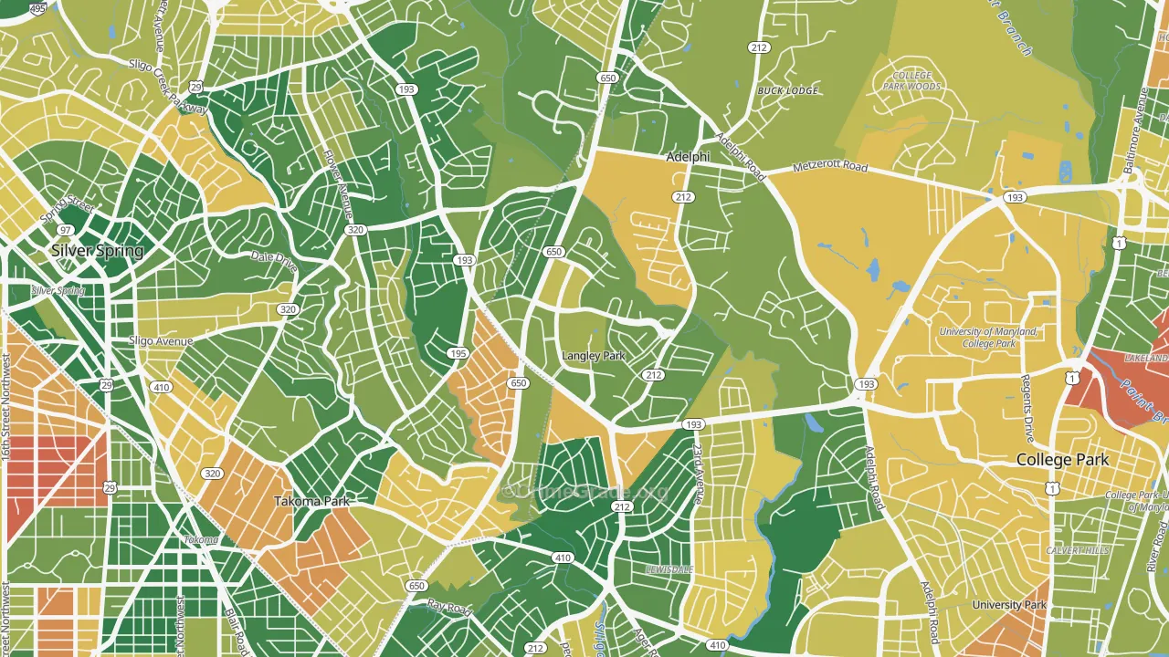 Langley Park, Hyattsville, MD Map of Arson Rates
