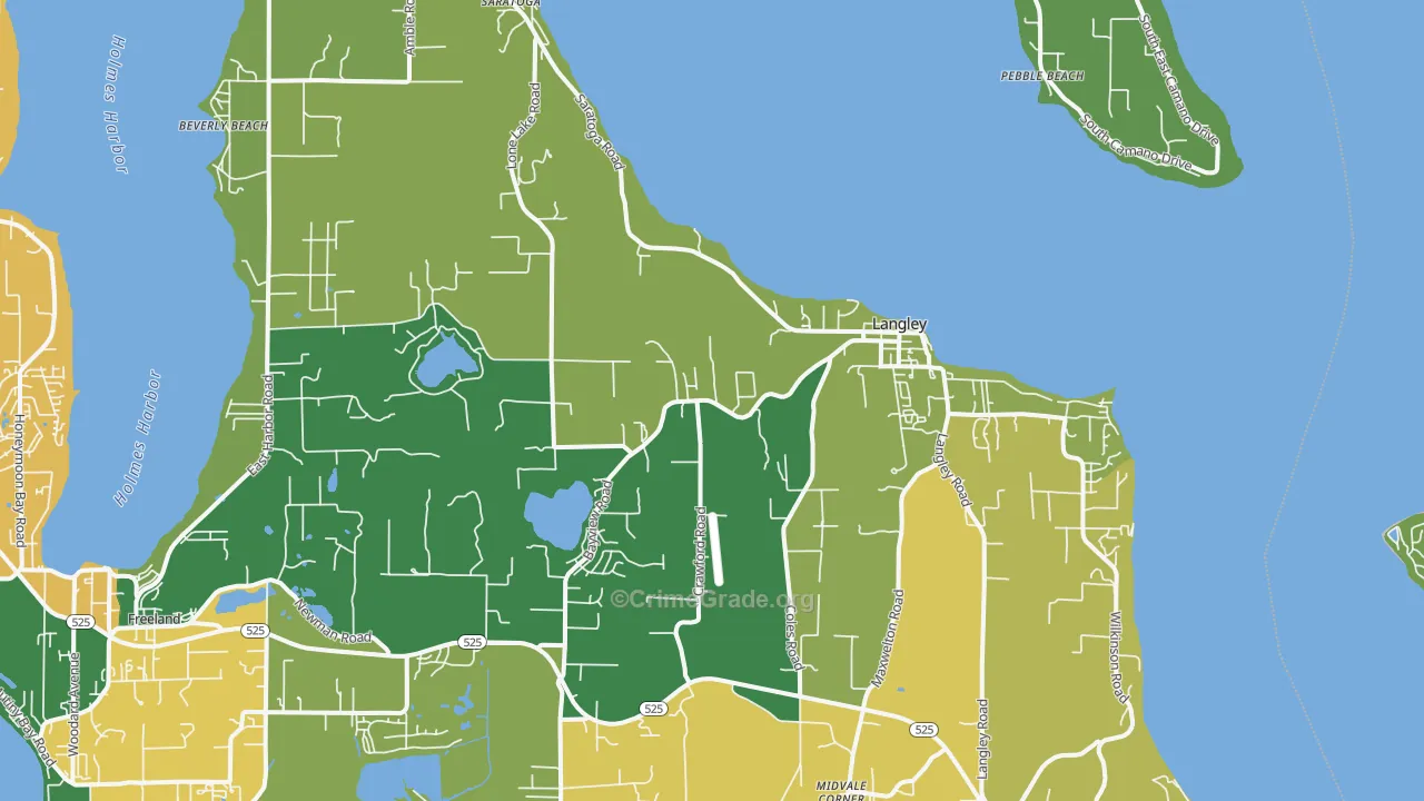 Langley, WA Map of Arson Rates