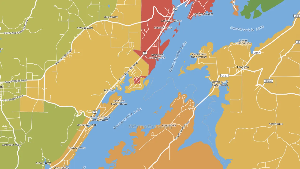 Langston, AL Map of Arson Rates