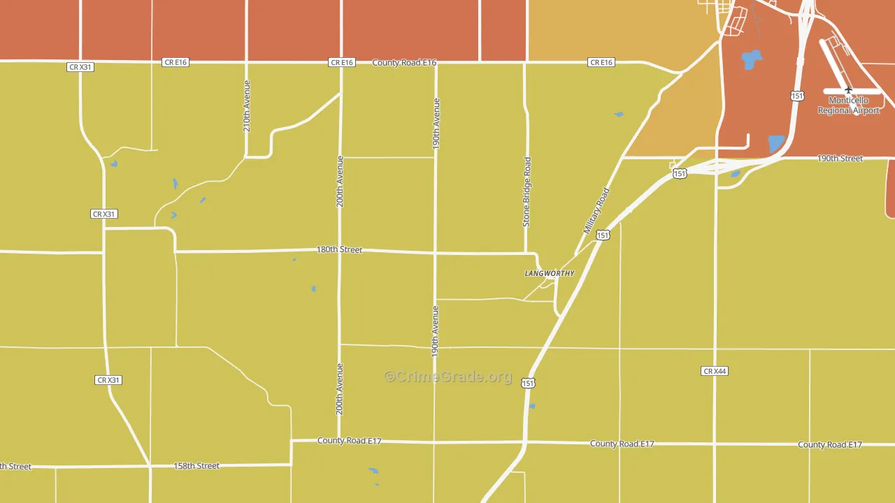 Langworthy, IA Map of Arson Rates