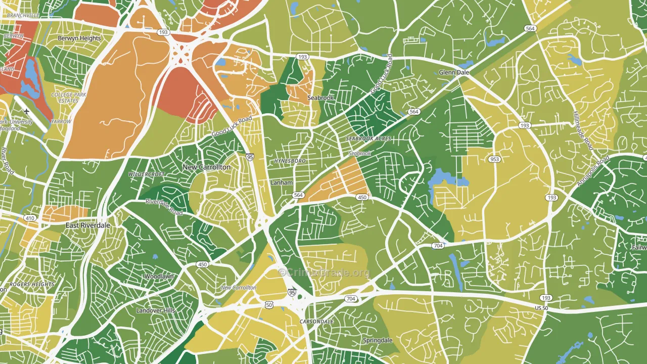 Lanham-Seabrook, Lanham, MD Map of Arson Rates