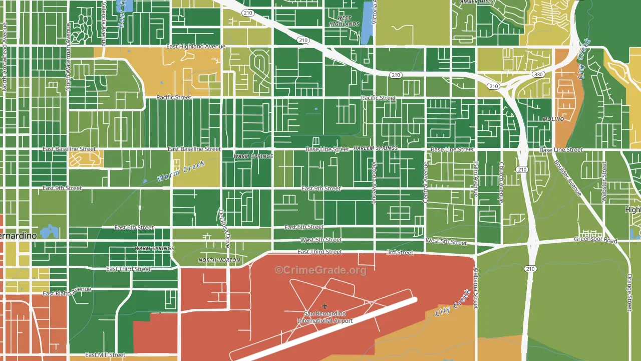 Lankershim, Highland, CA Map of Arson Rates