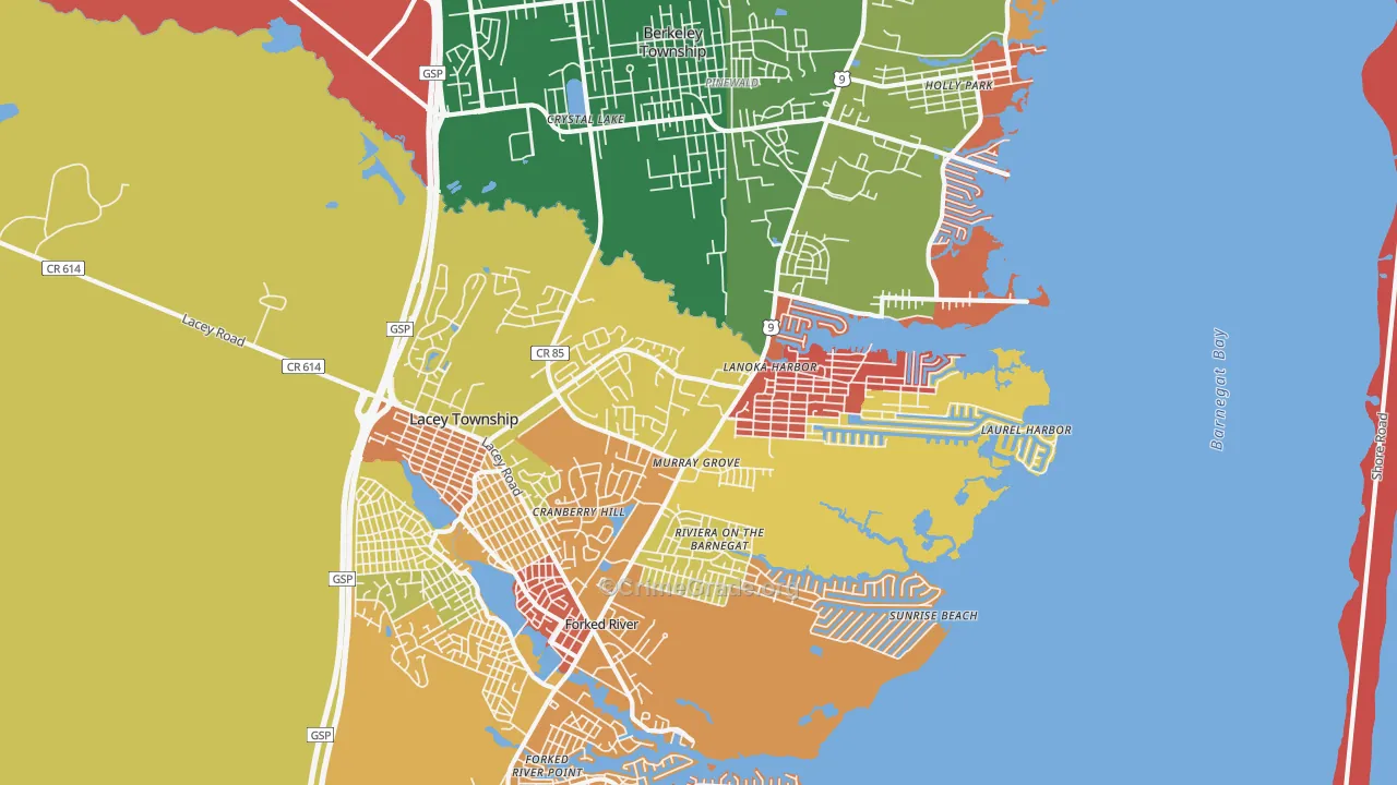 Lanoka Harbor, NJ Map of Arson Rates