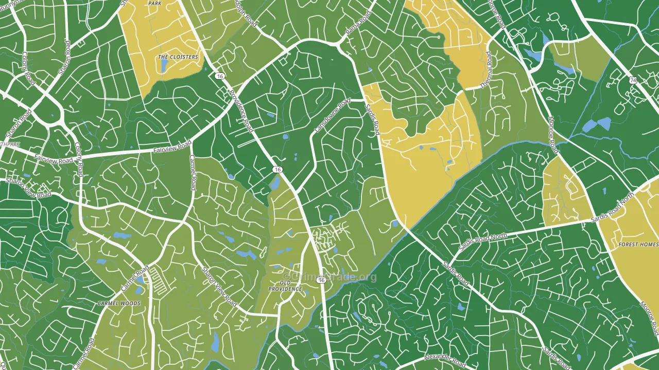 Lansdowne, Charlotte, NC Map of Arson Rates