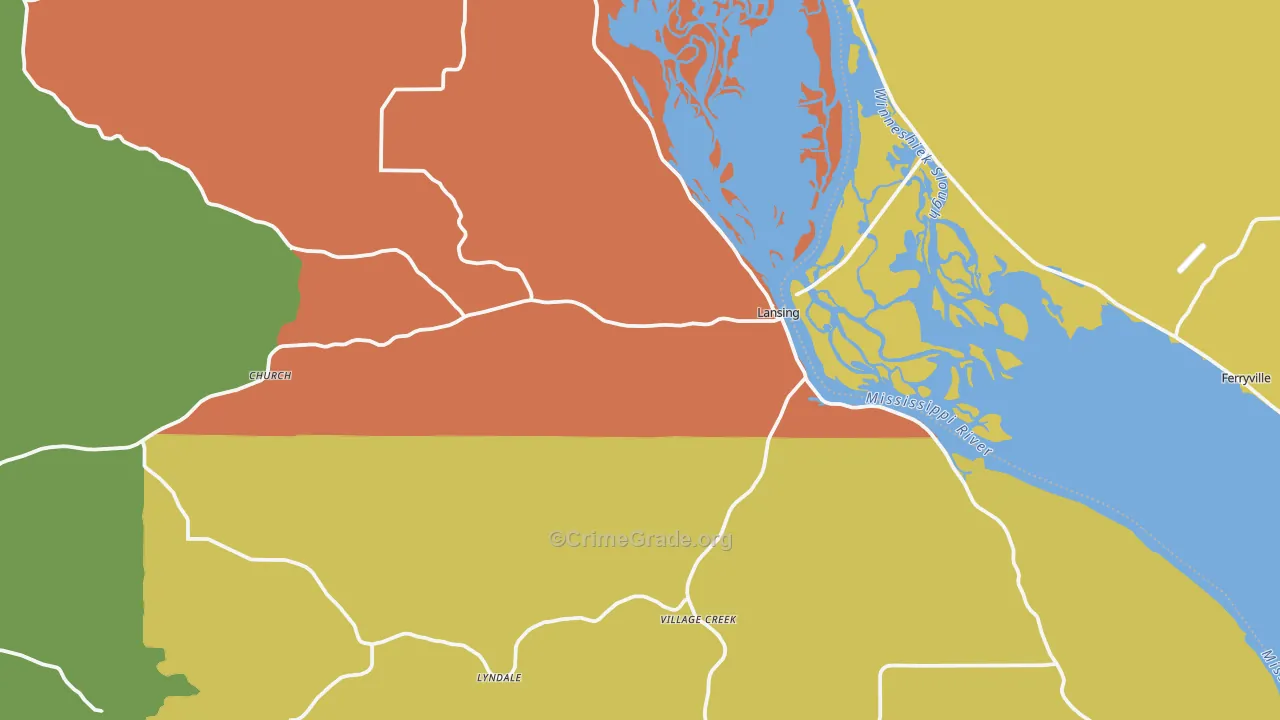 Lansing, IA Map of Arson Rates