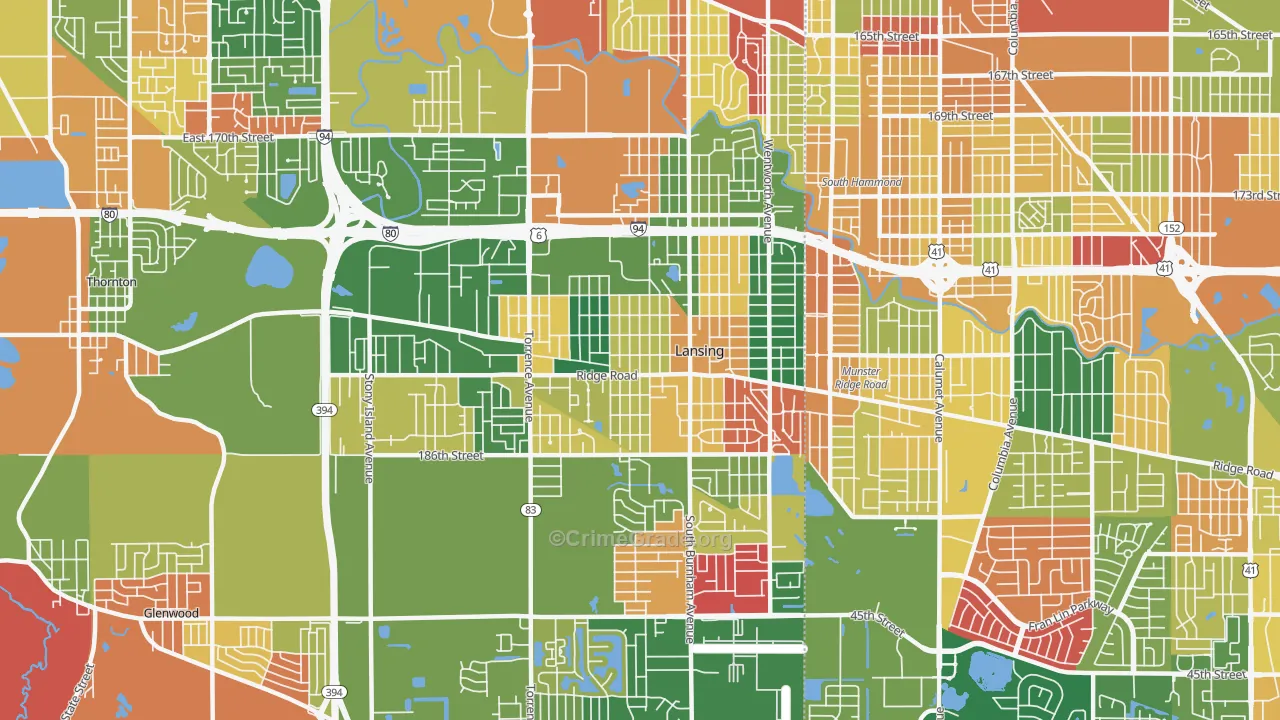 Lansing, IL Map of Arson Rates