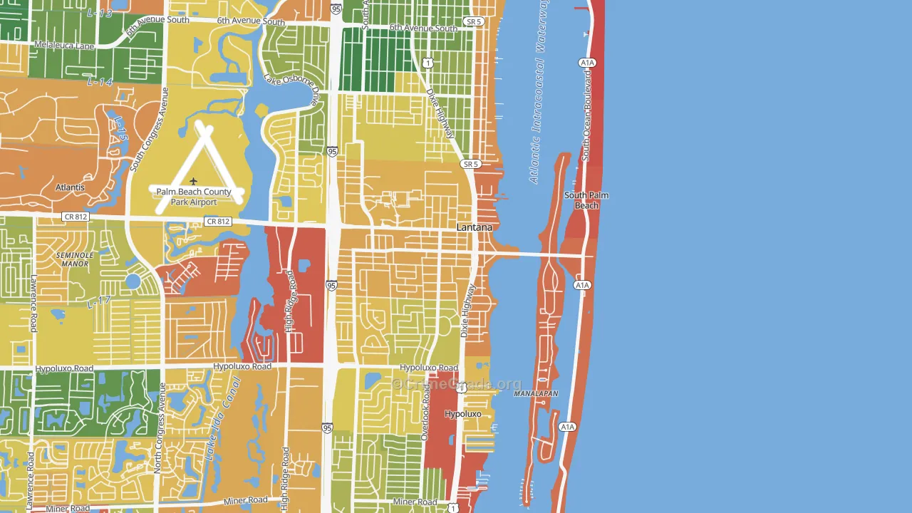 Lantana, FL Map of Arson Rates