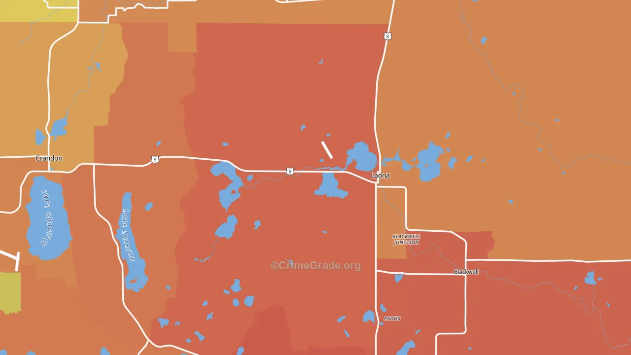 Laona, WI Map of Arson Rates