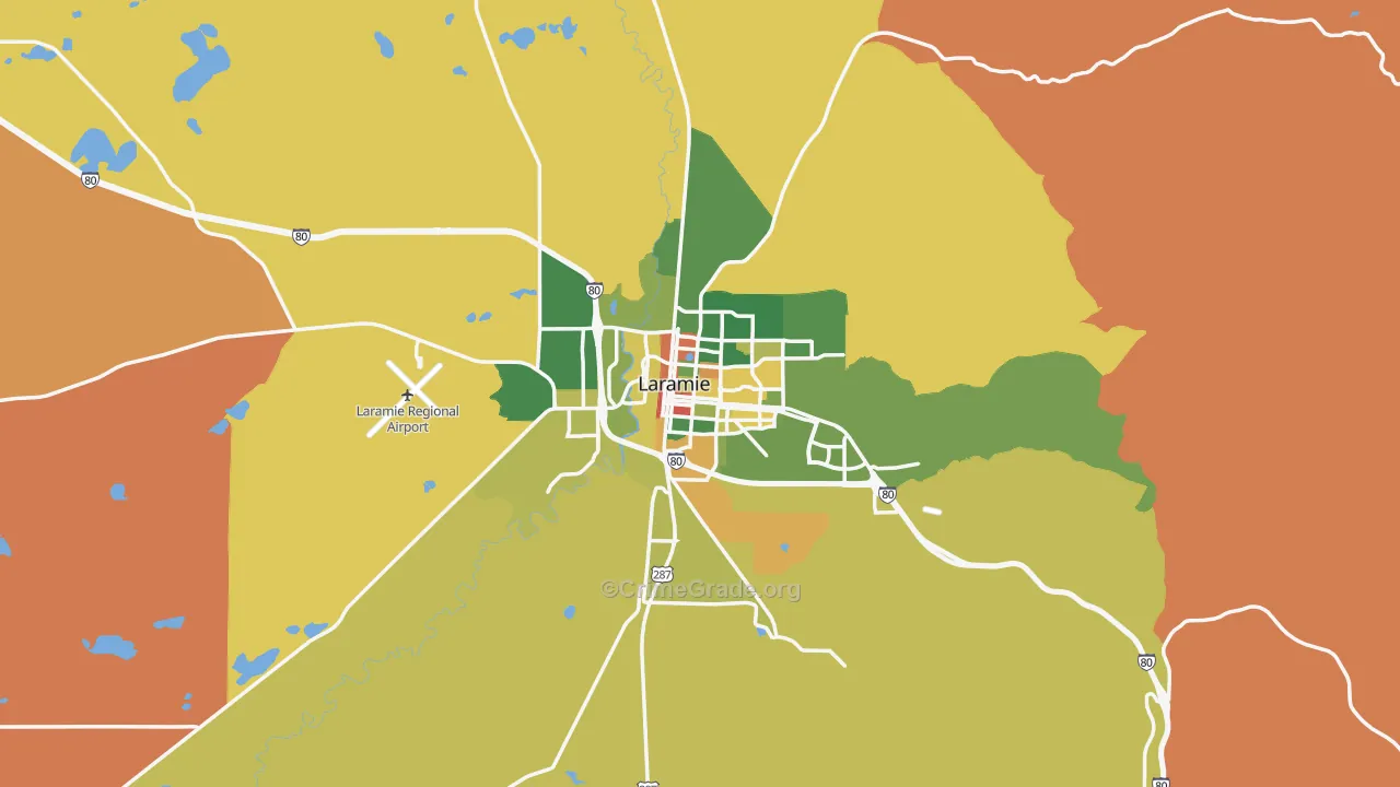 Laramie, WY Map of Arson Rates