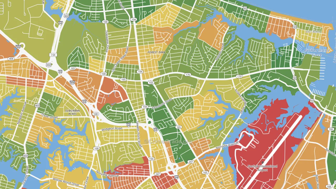 Larrymore Lawns, Norfolk, VA Map of Arson Rates