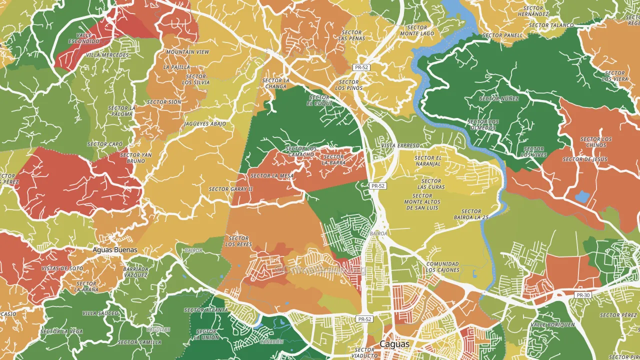 Las Carolinas, PR Map of Arson Rates