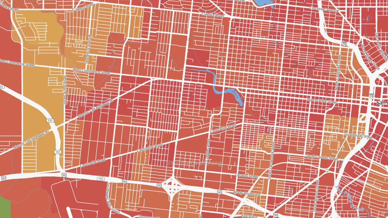 Las Palmas, San Antonio, TX Map of Arson Rates