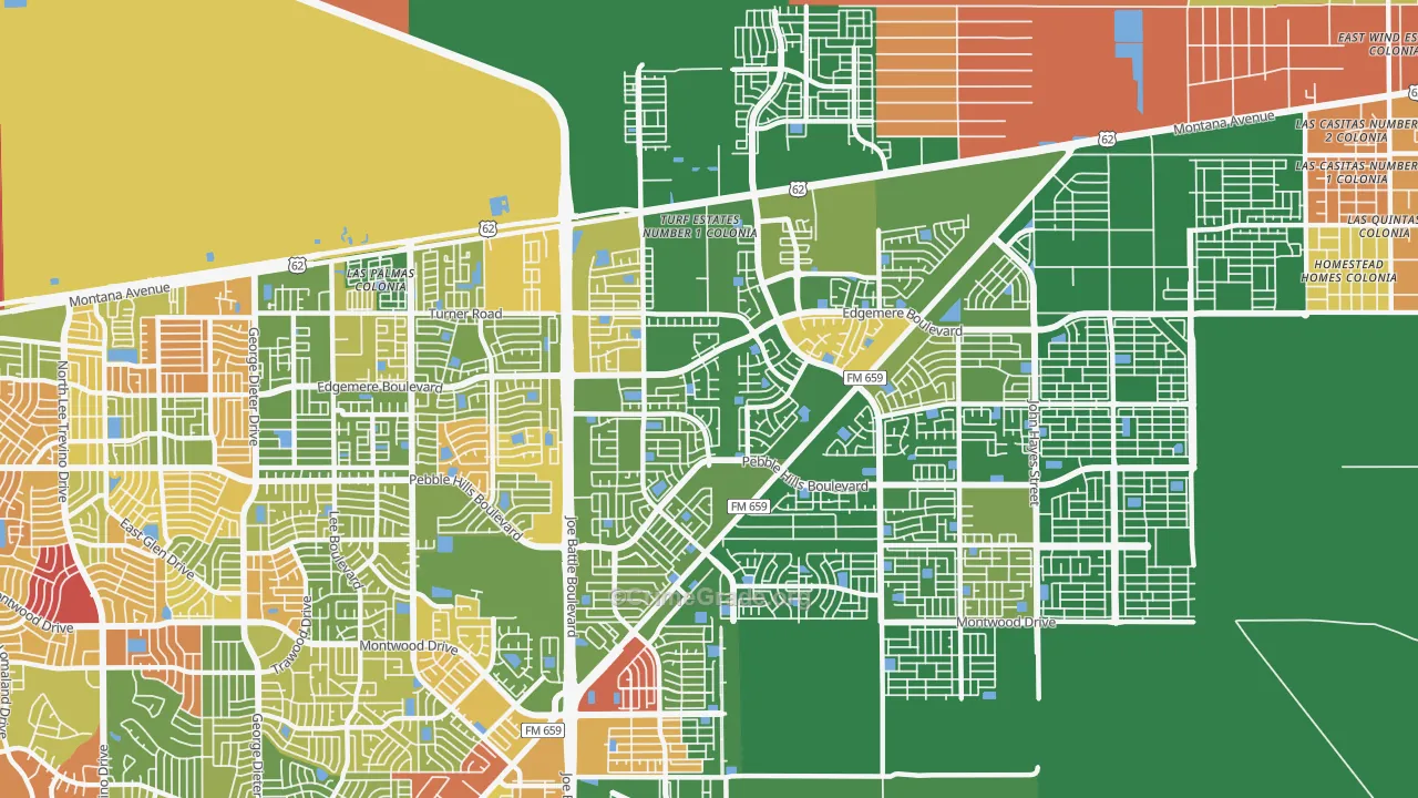 Las Tierras, El Paso, TX Map of Arson Rates