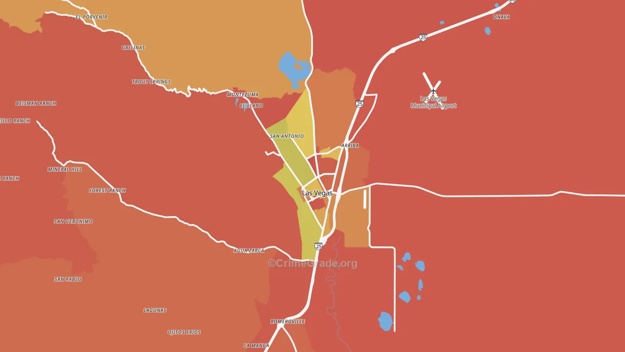 Las Vegas, NM Map of Arson Rates