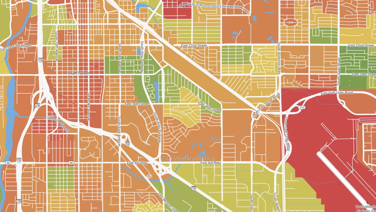 Las Vistas, Tucson, AZ Map of Arson Rates