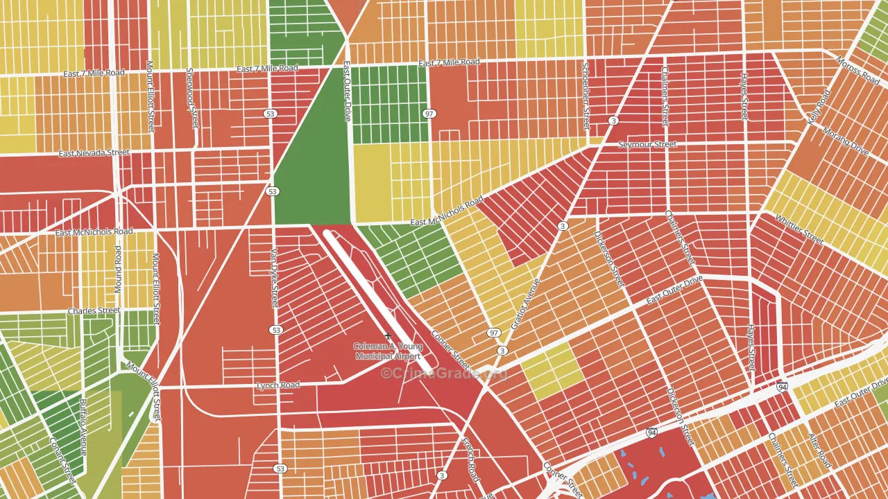 Lasalle College Park, Detroit, MI Map of Arson Rates