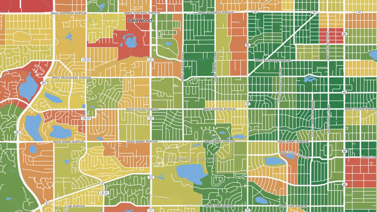 Lasley, Lakewood, CO Map of Arson Rates