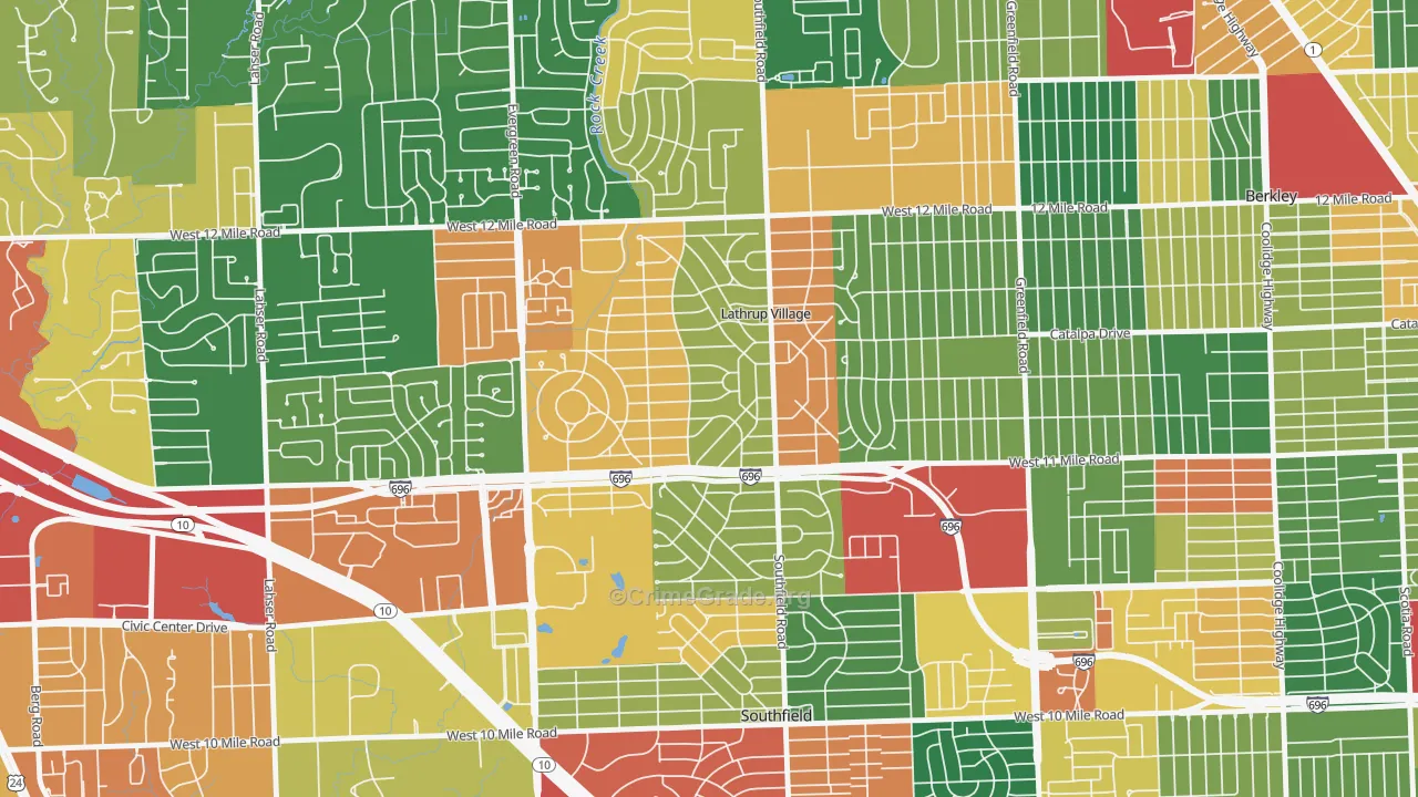 Lathrup Village, MI Map of Arson Rates