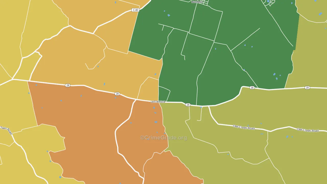 Lattasville, OH Map of Arson Rates
