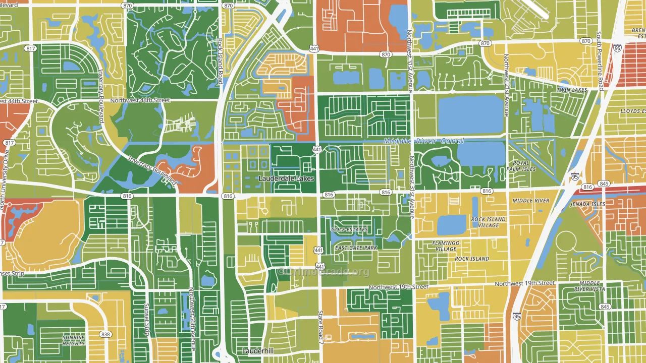 Lauderdale Lakes, FL Map of Arson Rates