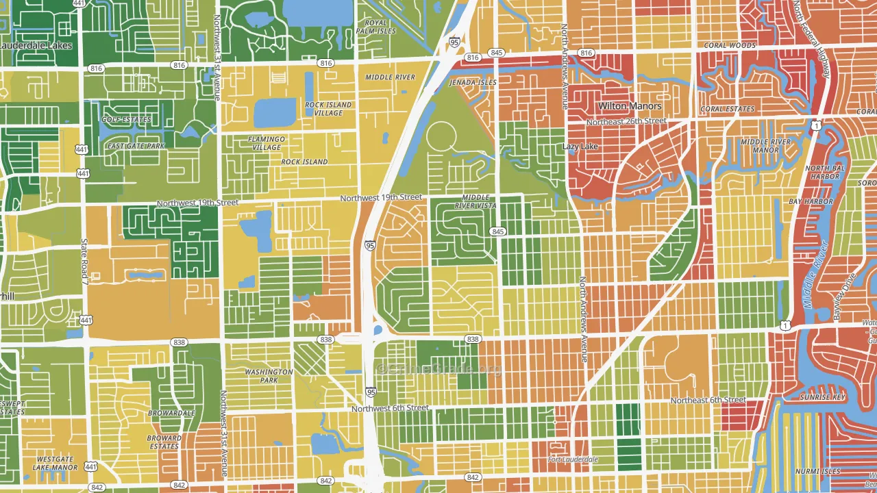Lauderdale Manors, Fort Lauderdale, FL Map of Arson Rates