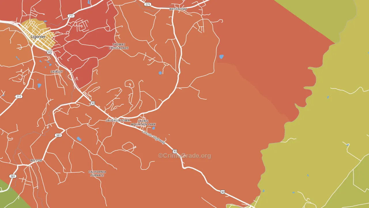 Laughlintown, PA Map of Arson Rates