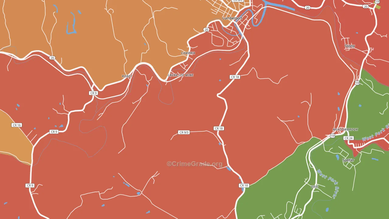 Laura Lee Mine, WV Map of Arson Rates