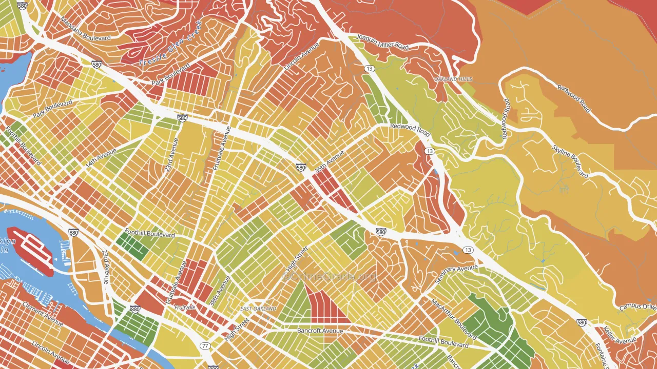 Laurel, Oakland, CA Map of Arson Rates