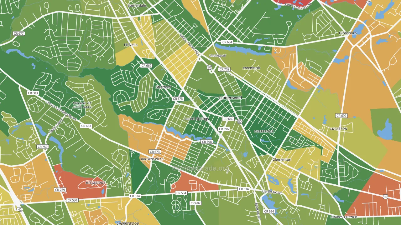 Laurel Springs, NJ Map of Arson Rates