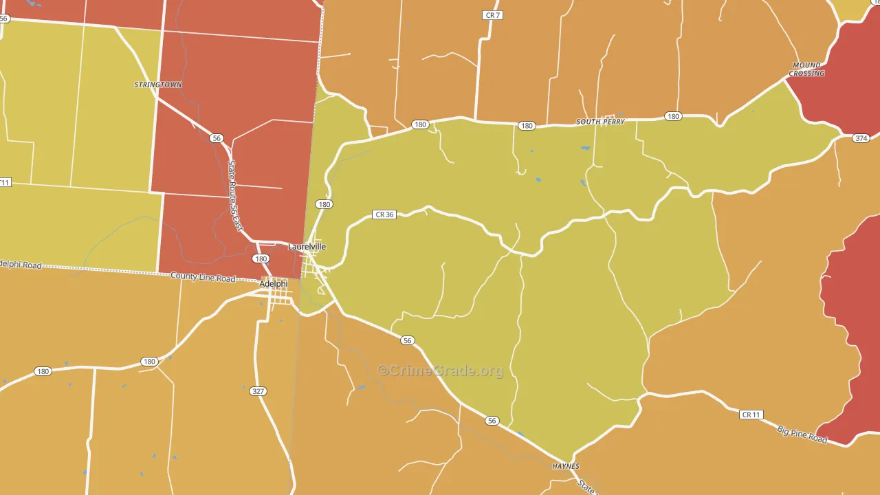 Laurelville, OH Map of Arson Rates