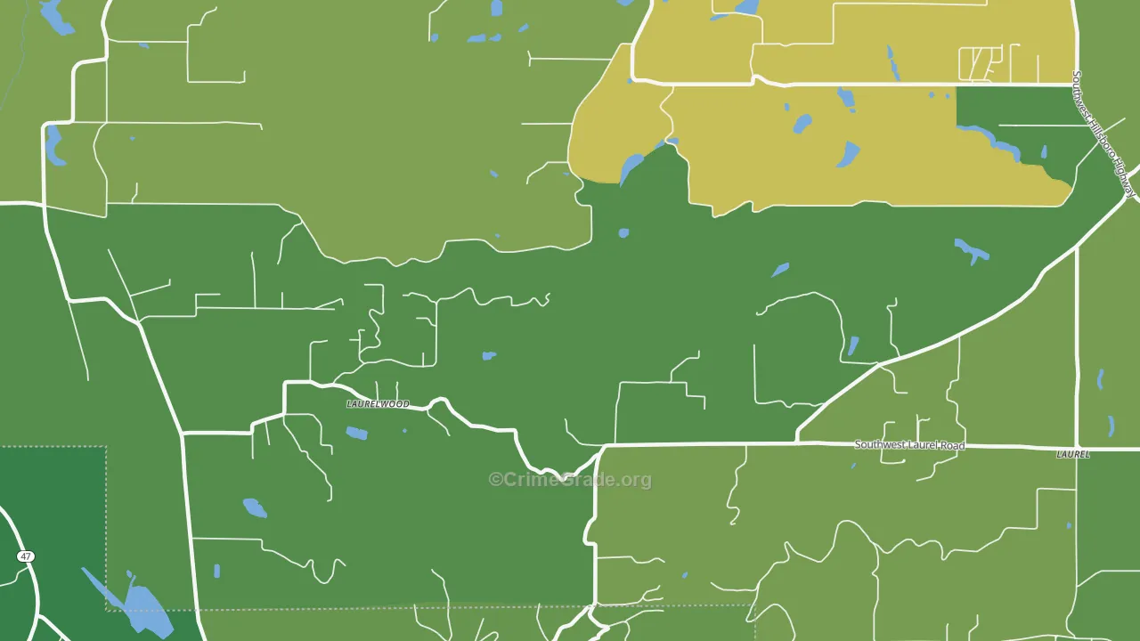 Laurelwood, OR Map of Arson Rates