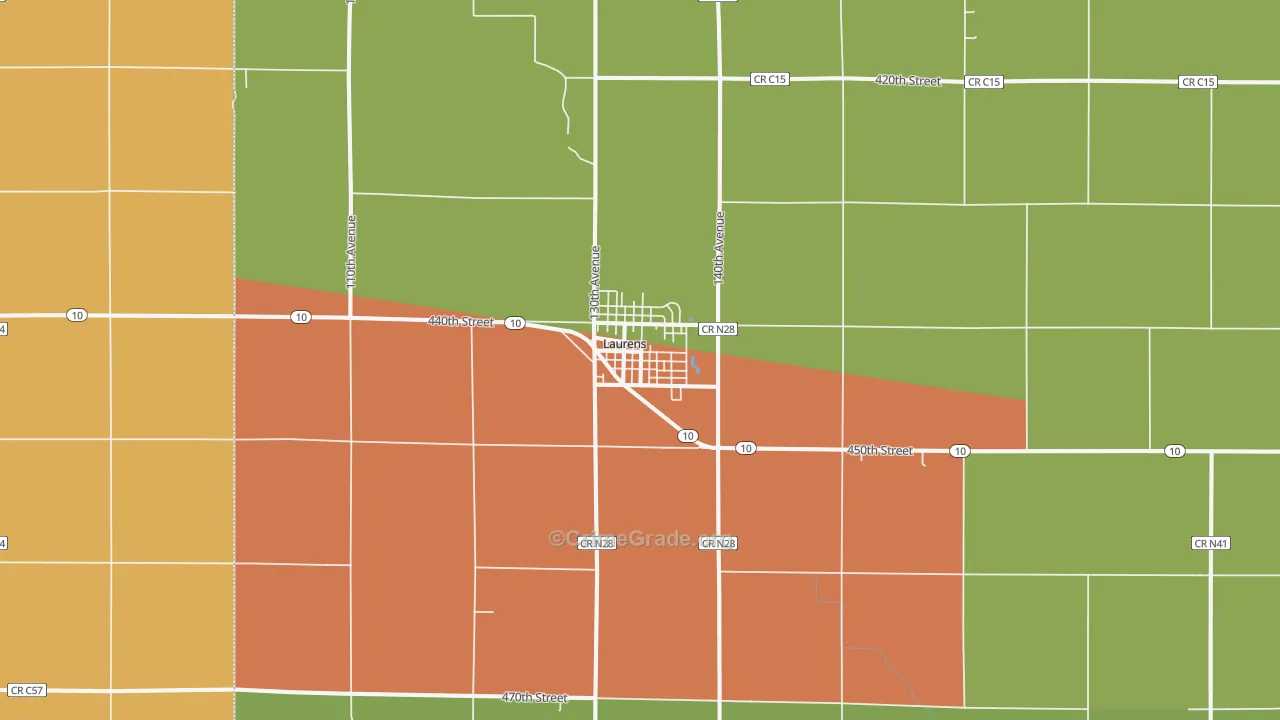 Laurens, IA Map of Arson Rates
