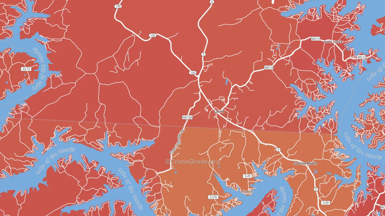 Laurie, MO Map of Arson Rates