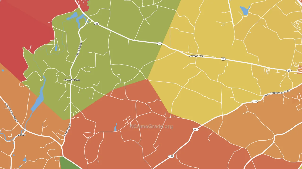 Lavansville, PA Map of Arson Rates
