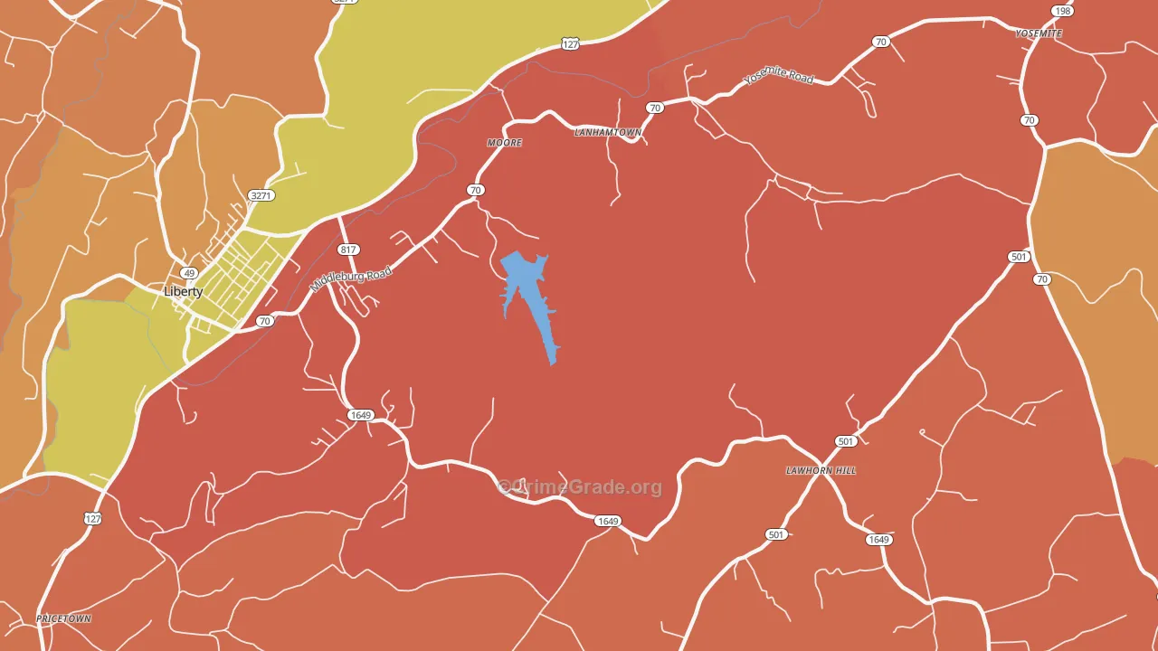 Lawhorn Hill, KY Map of Arson Rates