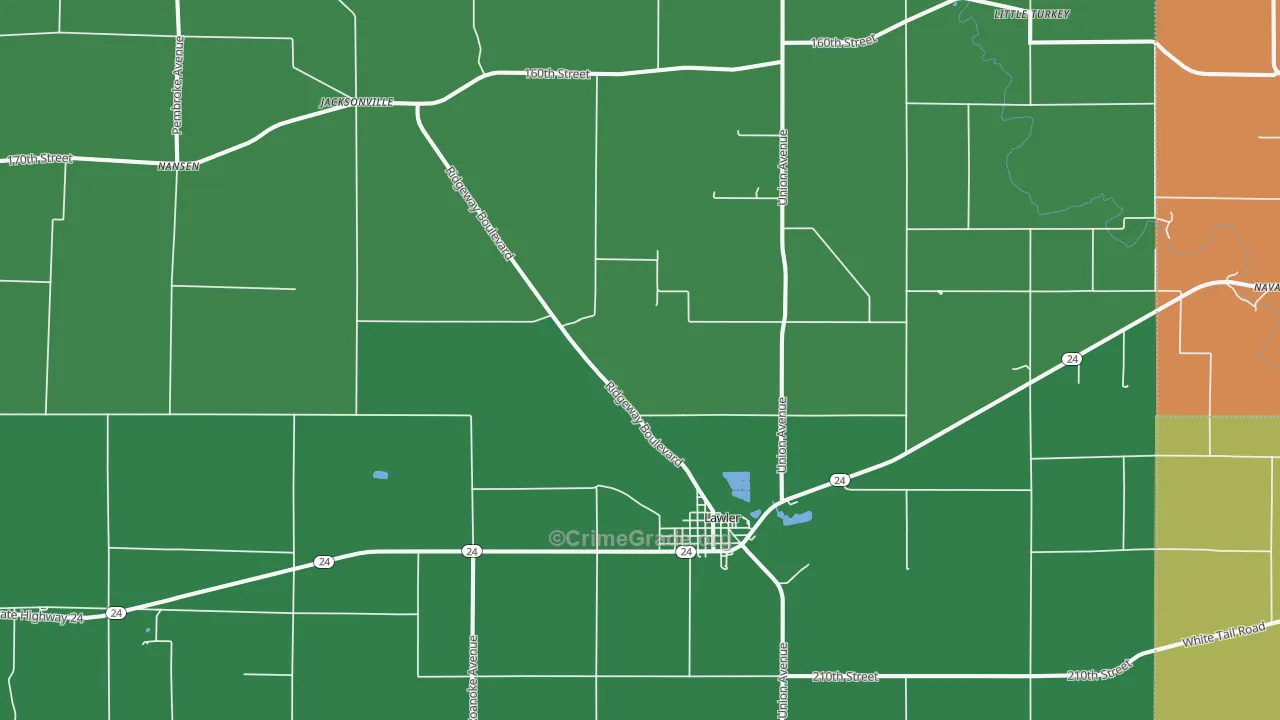 Lawler, IA Map of Arson Rates