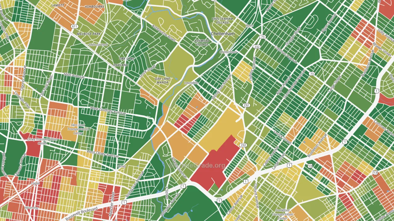 Lawncrest, Philadelphia, PA Map of Arson Rates