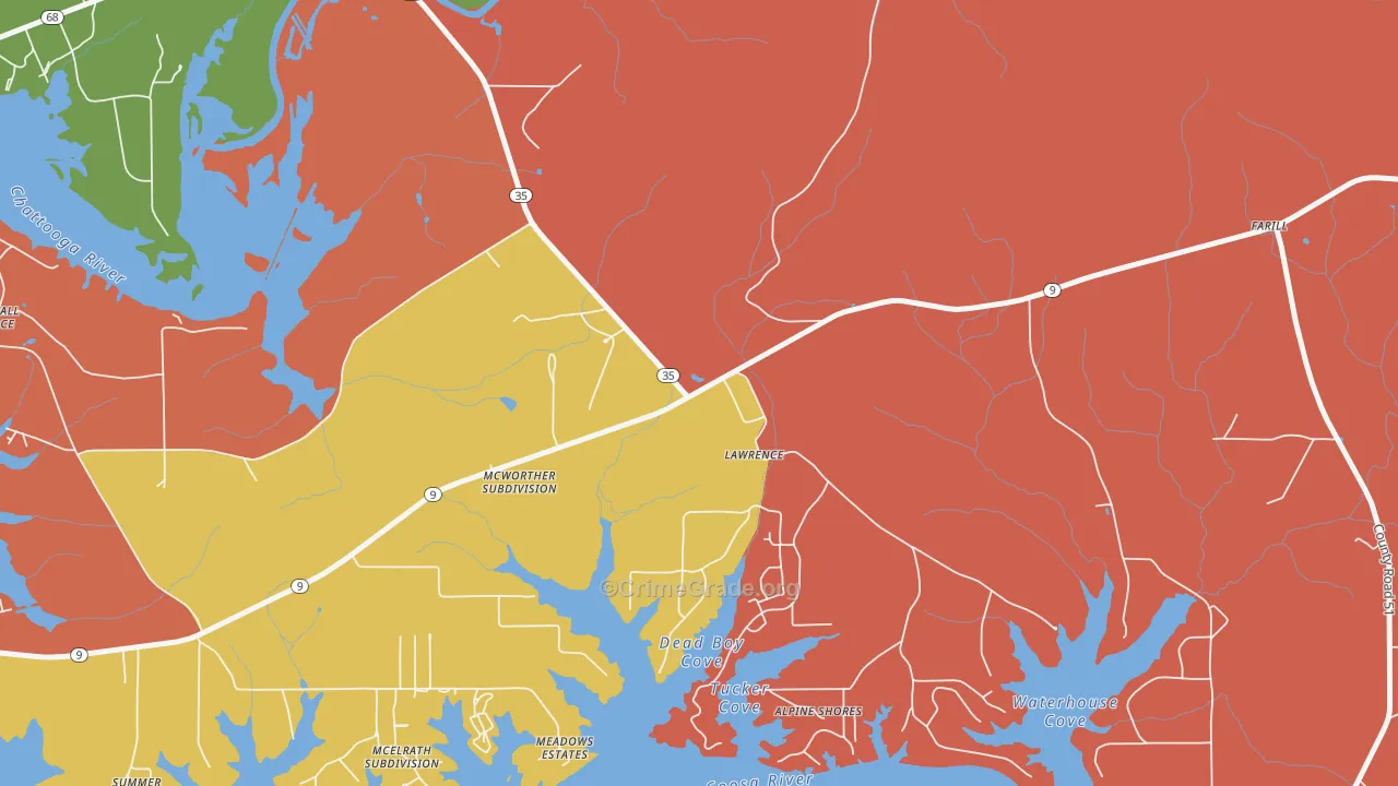 Lawrence, AL Map of Arson Rates
