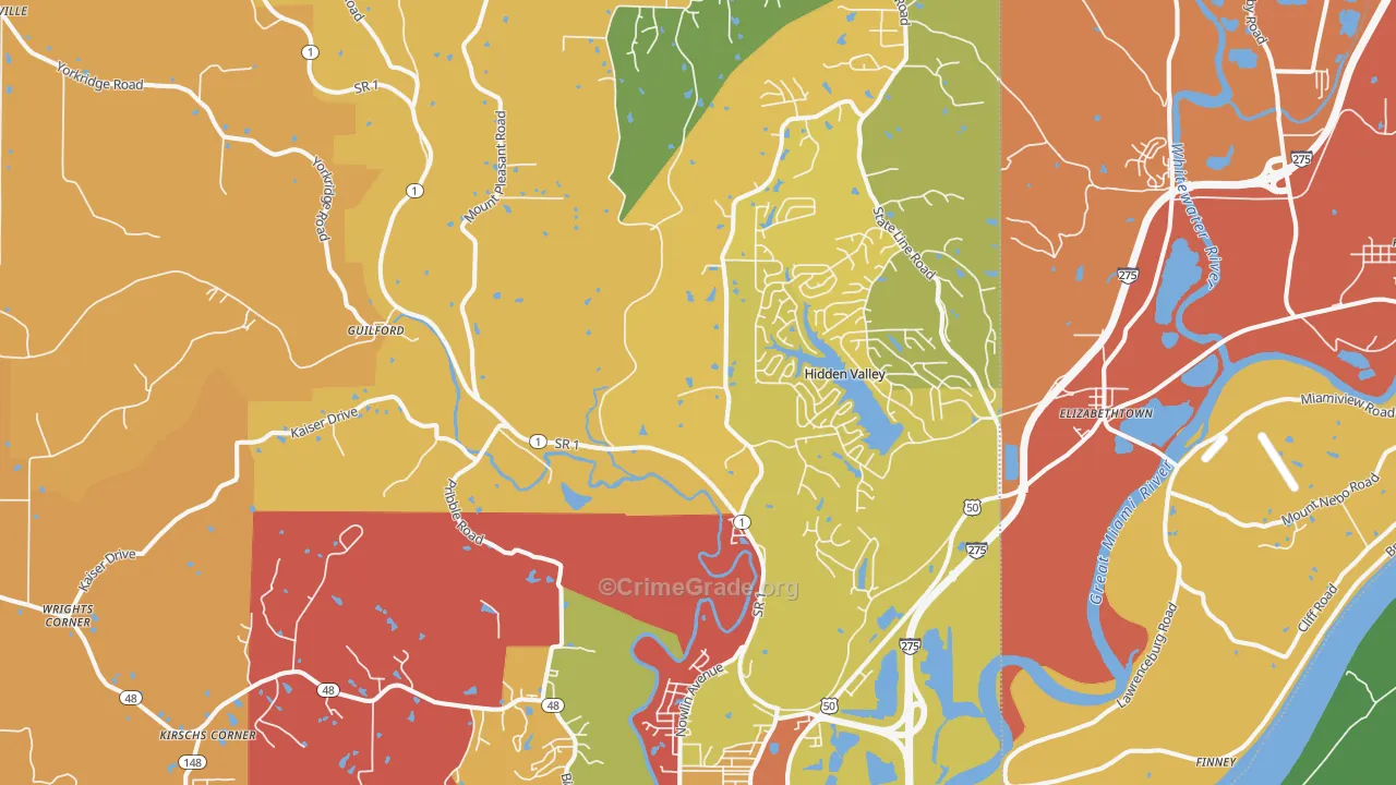 Lawrenceburg, IN Map of Arson Rates