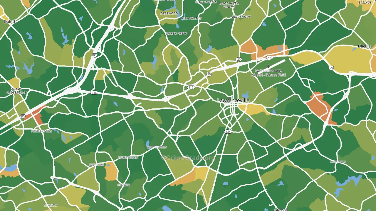 Lawrenceville, GA Map of Arson Rates