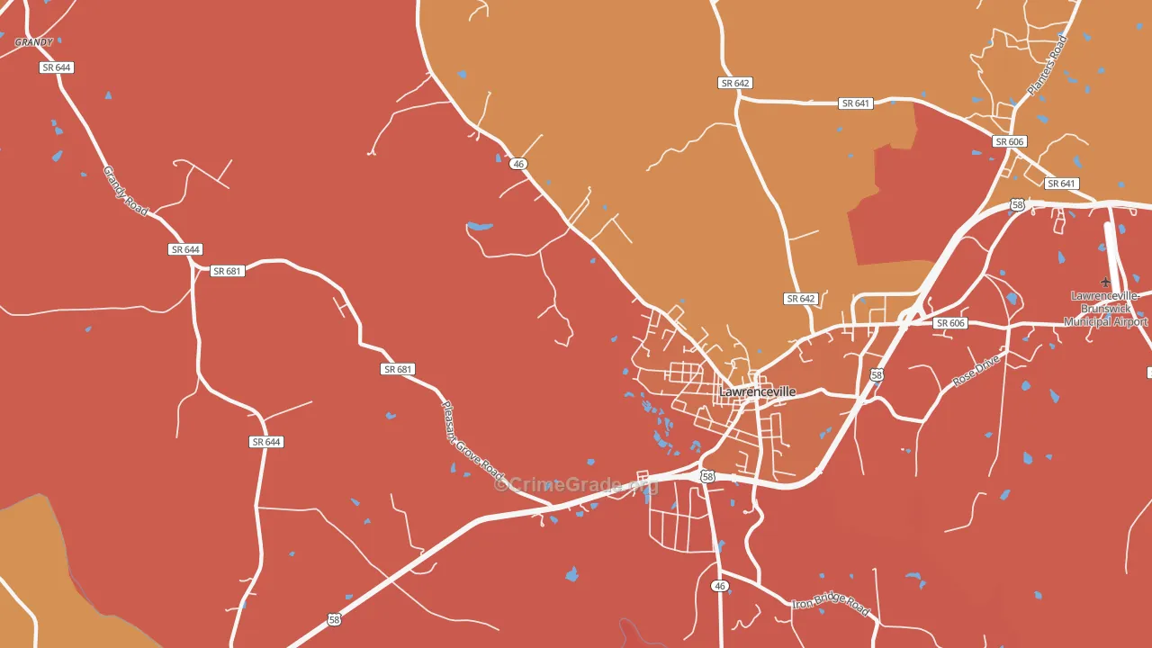 Lawrenceville Hills, VA Map of Arson Rates