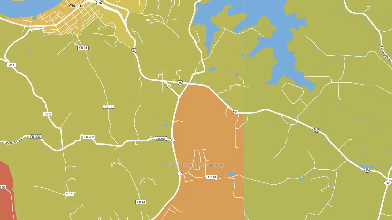 Lawrenceville, WV Map of Arson Rates