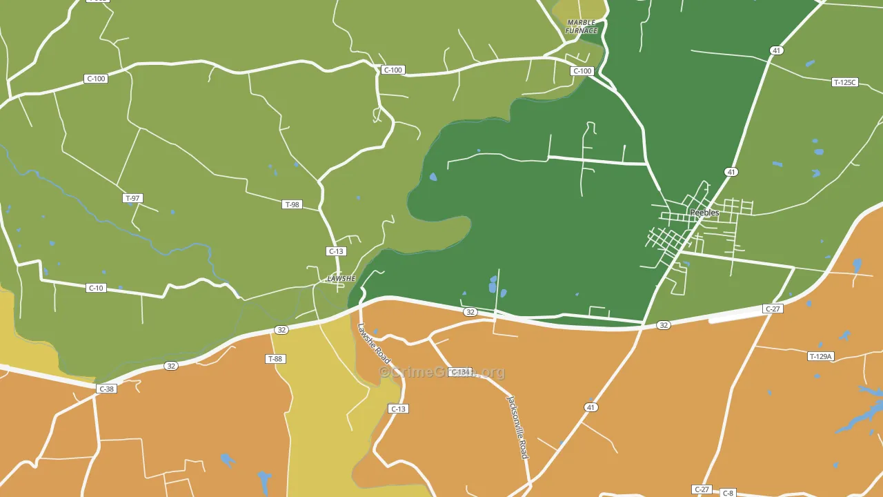 Lawshe, OH Map of Arson Rates