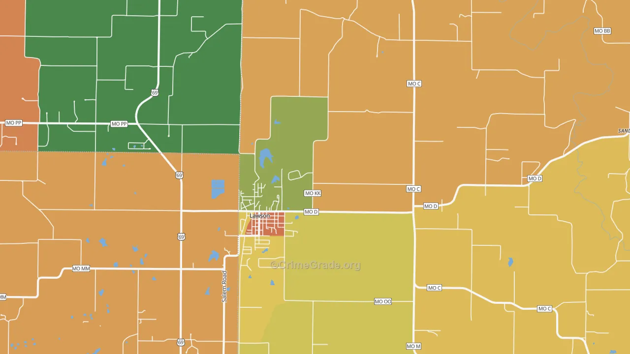 Lawson, MO Map of Arson Rates