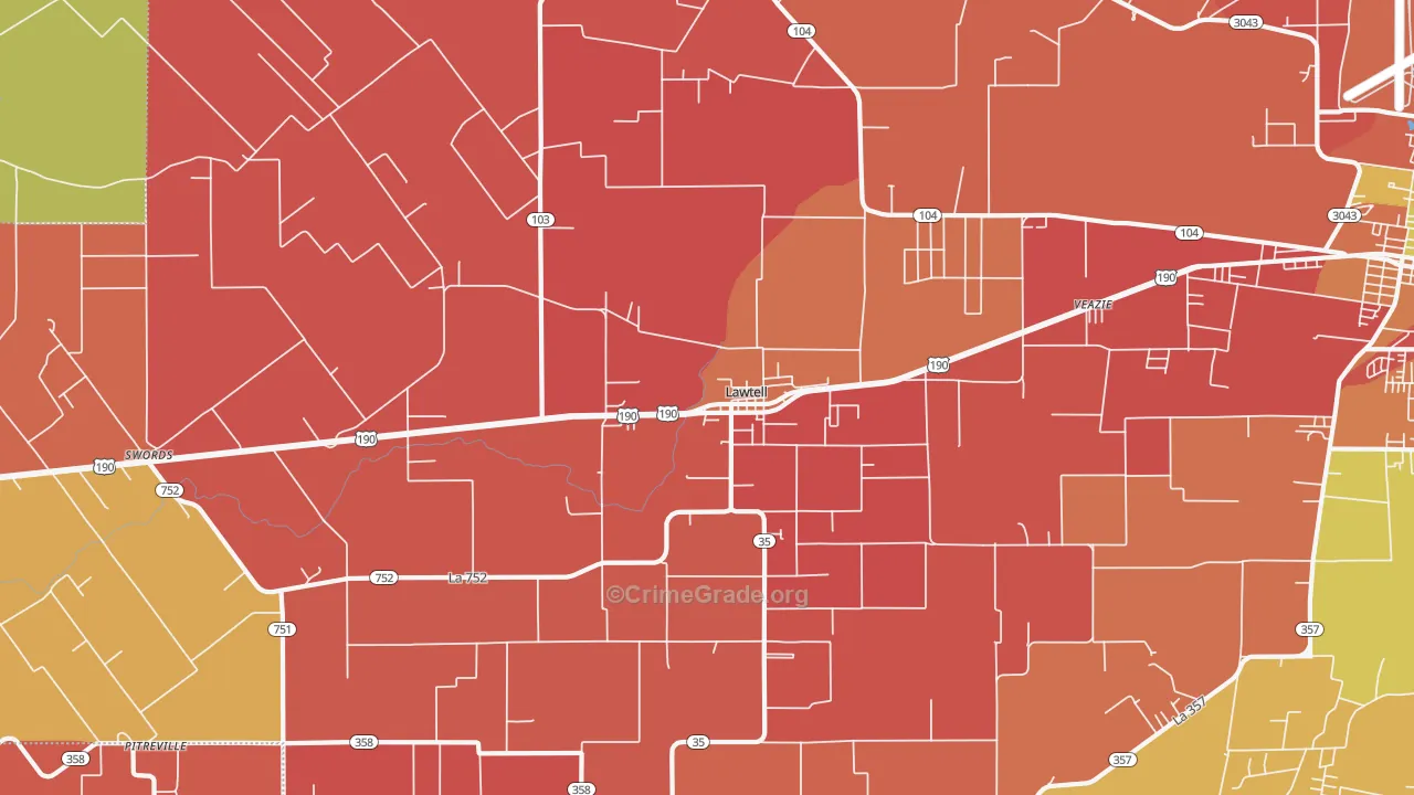 Lawtell, LA Map of Arson Rates