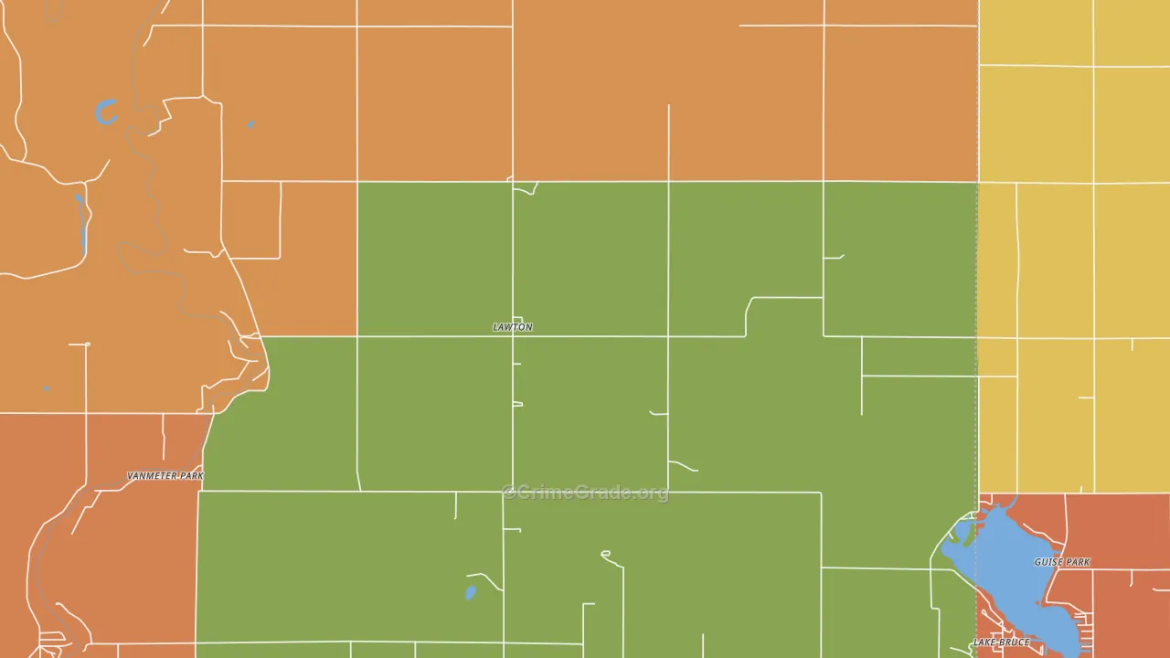Lawton, IN Map of Arson Rates
