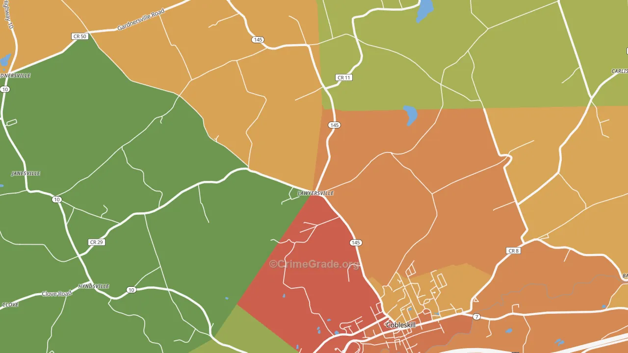 Lawyersville, NY Map of Arson Rates