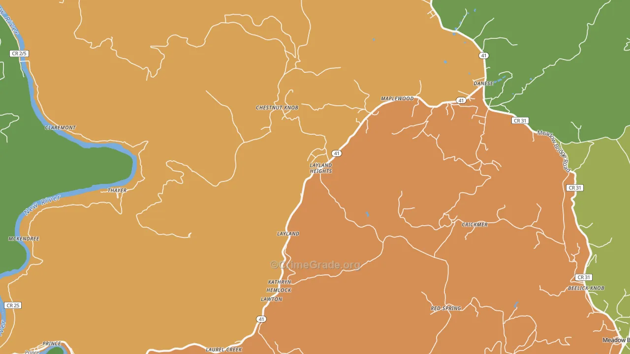Layland, WV Map of Arson Rates