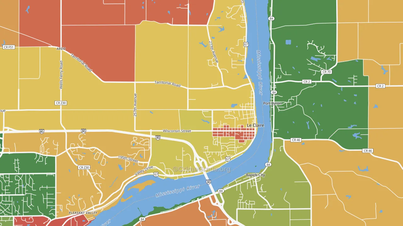 Le Claire, IA Map of Arson Rates