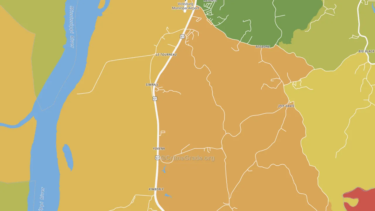 Le Tourneau, MS Map of Arson Rates